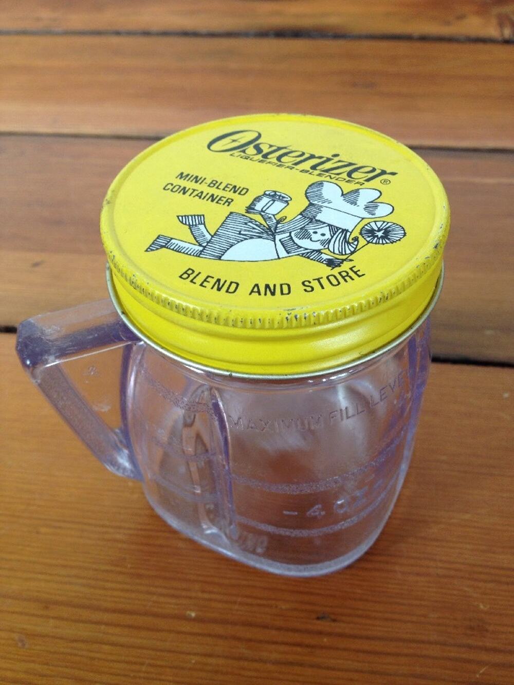 Vintage Oster Osterizer Mini Blend Store Clear Plastic Container Cup w/ Lid